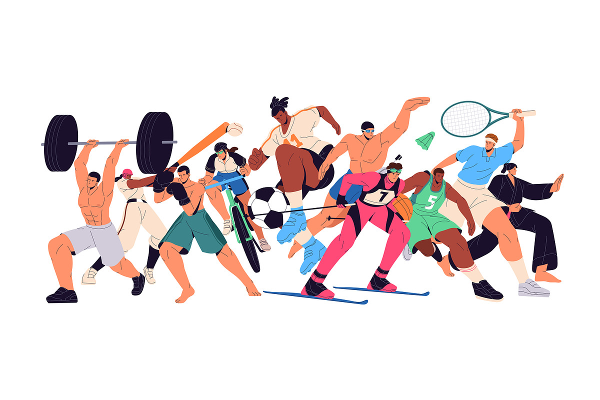 Group of athletes doing sports, an Illustration by PaperTrident (Photo 2 of 2)