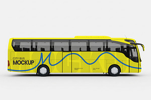 City Coach Bus Mockup with Vehicle, a Product Mockup by graphypix