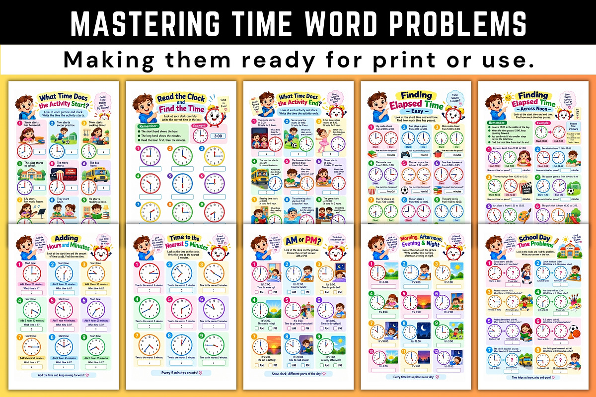 Mastering Time Word Problems, a Stationery Template by Designmela01 (Photo 2 of 6)
