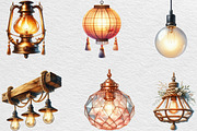 Watercolor Hanging Light Clipart, an Illustration by Black Bird Studio (Thumbnail 4 of 6)