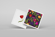 Multicolored Tulips Vector Pattern, a Pattern Graphic by MarynaPetrovska (Thumbnail 5 of 13)