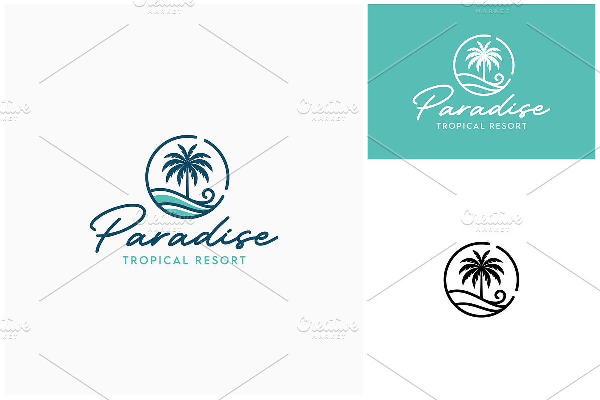 Palm Coconut Tree Tropic Beach Logo, a Branding & Logo Template by Enola99d