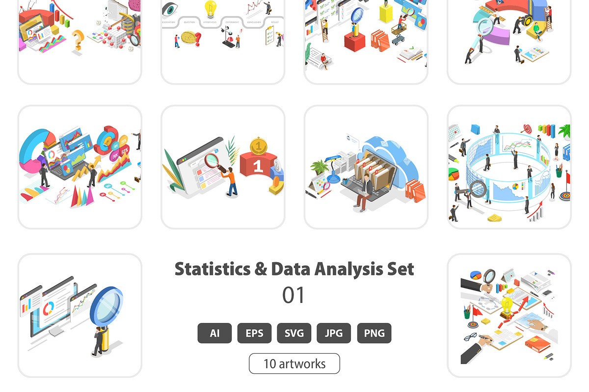 Statistics & Data Analysis Set 01, a Technology Illustration by AndriiStore (Photo 1 of 11)