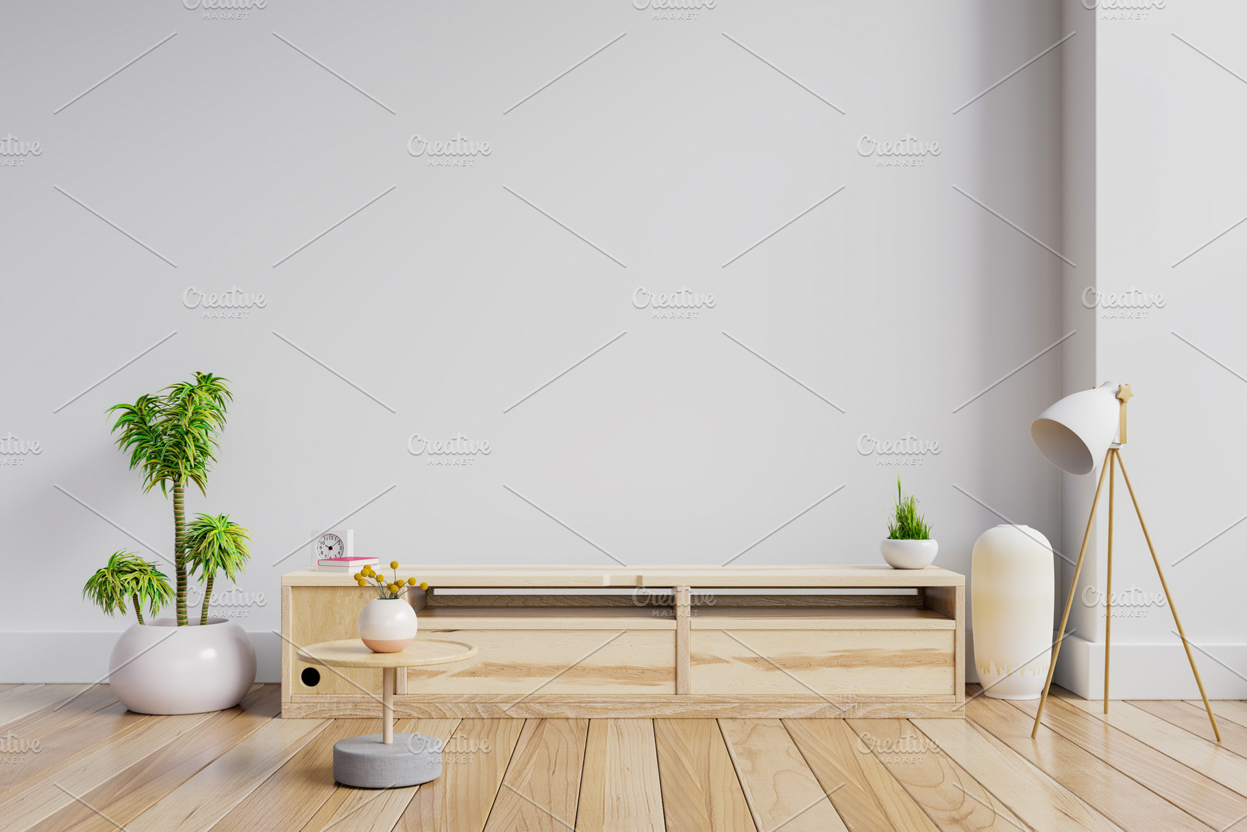 Cabinet for tv interior wall mockup, an Architecture Photo by vanitjan
