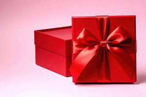 Open red gift box with satin ribbon, a Holiday Photo by Davizro's Market