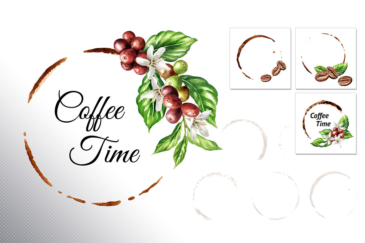 Coffee Time. Watercolor hand drawn, a Food Illustration by Daria Ustiugova (Photo 4 of 18)