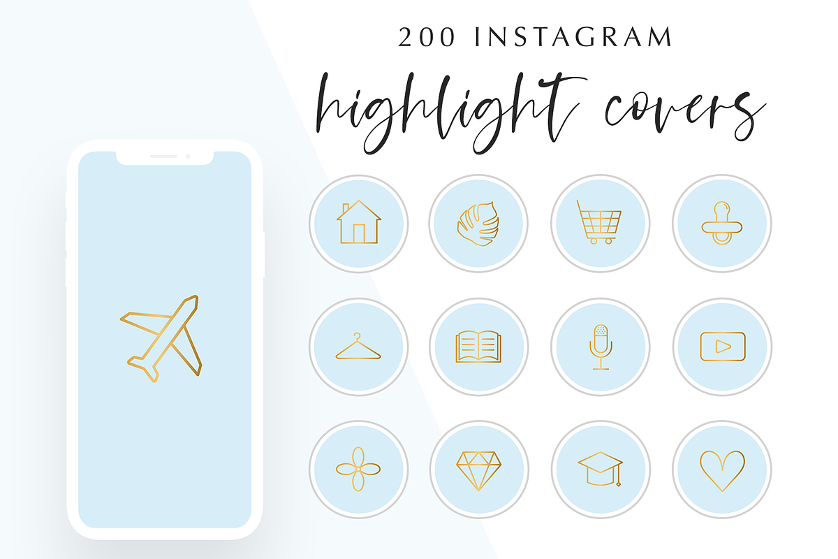 200 Instagram Story Highlight Icons, a Social Media Template by Blog&Glow (Photo 1 of 4)