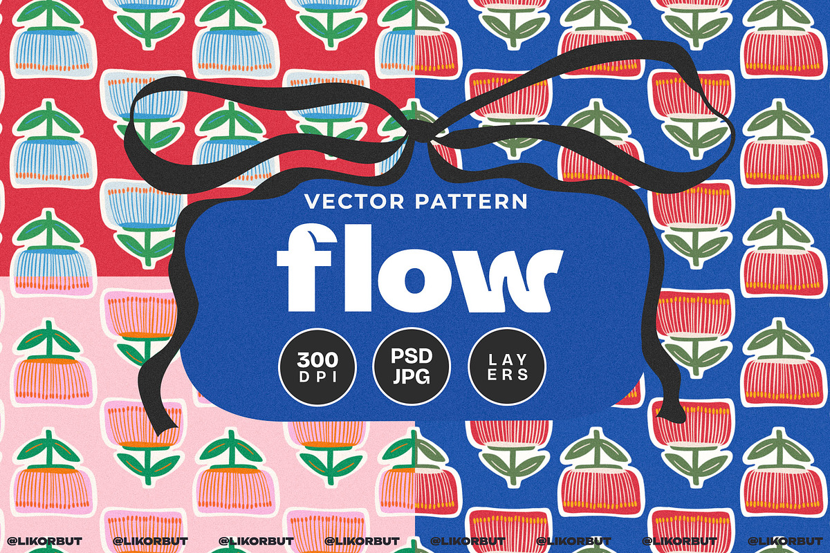 Flow Abstract Modern Flower Pattern, a Pattern Graphic by likorbut (Photo 1 of 10)