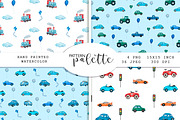 Watercolor blue cars patterns, a Pattern Graphic by PatternPalette (Thumbnail 1 of 11)