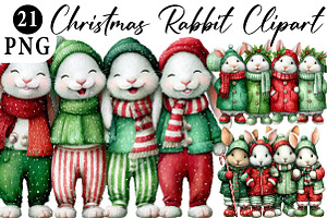 Holiday bunnies – Christmas rabbit, an Illustration by Daily.Designs