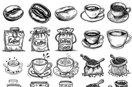 Coffee Line Art Clipart Pack (PNG), an Object Illustration by DesignBTF