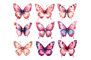 Pink Butterfly Watercolor Clipart, an Illustration by Dream Creation (Thumbnail 5 of 5)