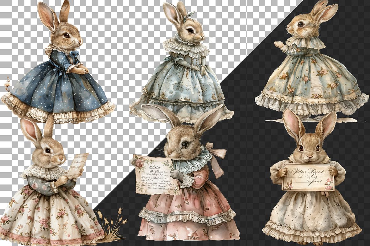 Watercolor Bunny Tea Party Clipart, an Illustration by NiiiNArt (Photo 10 of 10)