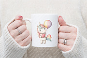 Watercolor Cute Unicorn Clipart, an Illustration by Watercolor design (Thumbnail 9 of 11)
