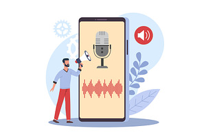 Voice control. Process of recording, a Technology Illustration by YummyBuum