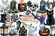 Watercolor Black White Halloween, an Illustration by Canvas Craft (Thumbnail 1 of 7)