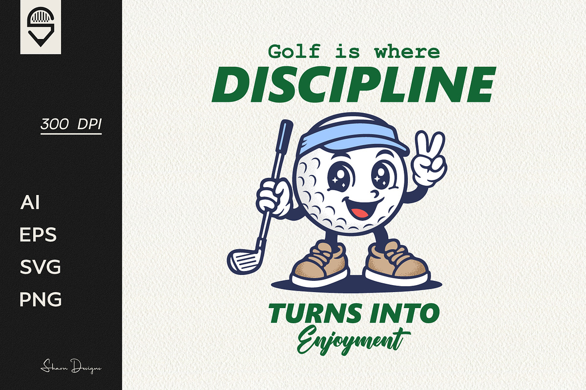 Mascot Golf Ball Character T-Shirt, a Sport Illustration by shaondesigns (Photo 1 of 6)