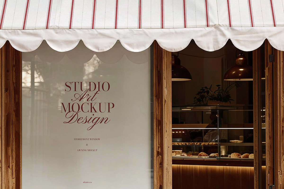Storefront Window & Awning Mockup, an Advertising Mockup by nkate (Photo 5 of 6)