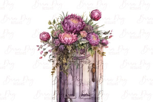 Watercolor Floral Doors Clipart