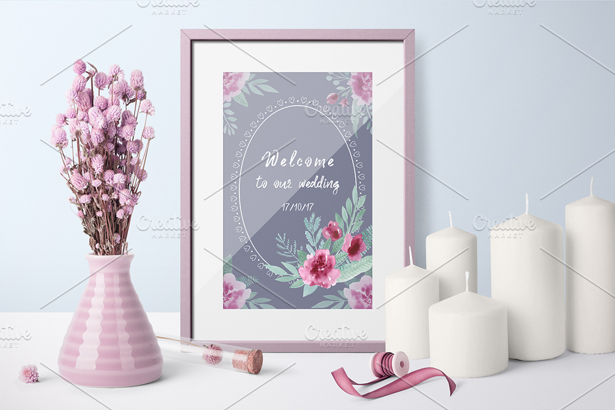 Watercolor floral marsala, an Illustration by BrushArtDesigns (Photo 8 of 10)