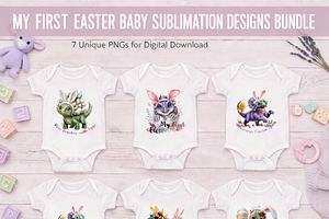 Baby First Easter T-Shirt Design Set, a Seasonal Illustration by InkyQueenArt