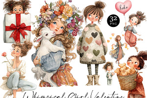 Whimsical Girl Valentine Clipart, a Person Illustration by Design Scotch