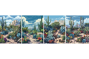 Cactus Garden With Variety Of