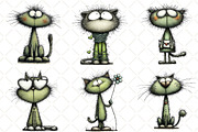 Quirky Valentine Cat Clipart, an Illustration by Black Bird Studio (Thumbnail 2 of 6)