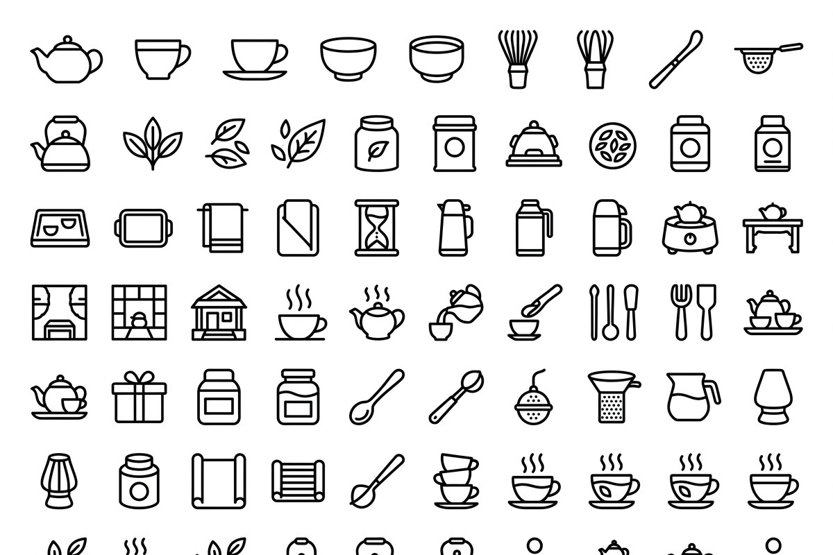 40 Tea Ceremony Outline Icons, an Outline Icon by adenpinkstore (Photo 2 of 12)