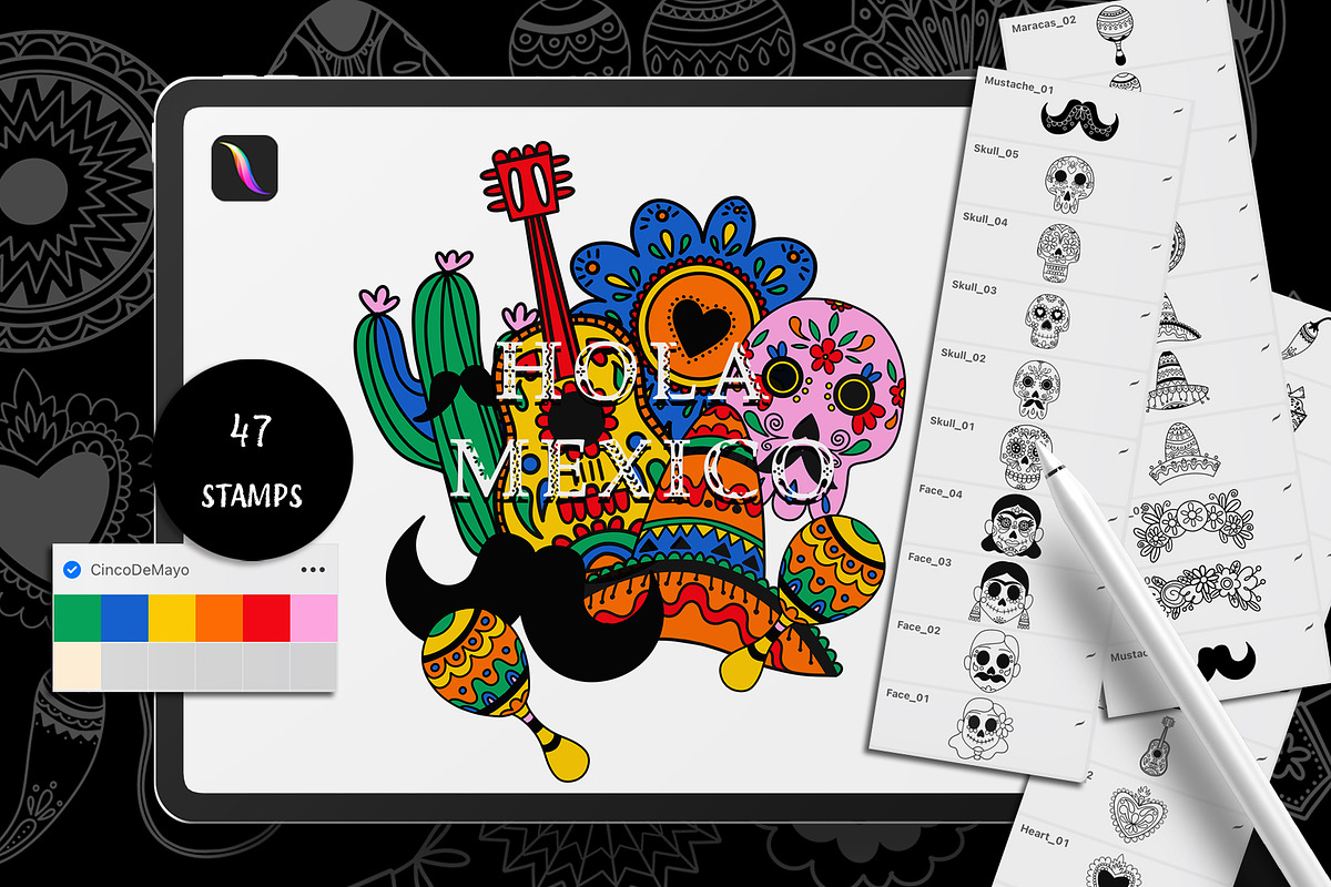 Cinco De Mayo – Procreate Stamp Set, a Brush Add-On by ArtPavo (Photo 1 of 7)
