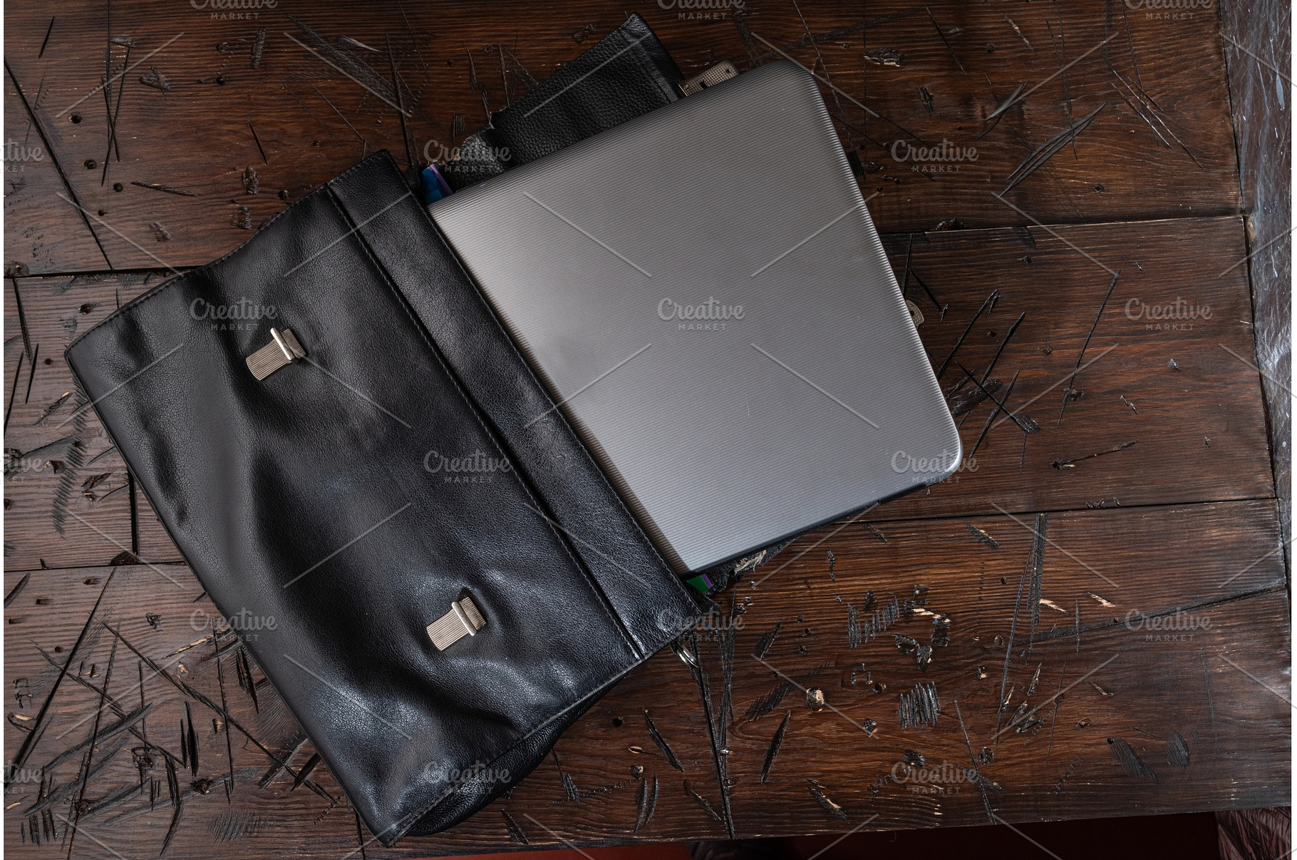Leather business briefcase on the, a Business Photo by Stockphoto by vzwer
