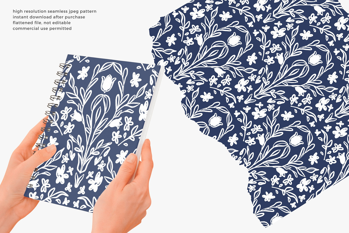 hand drawn folk floral pattern, a Pattern Graphic by Pink Studio Art (Photo 4 of 4)