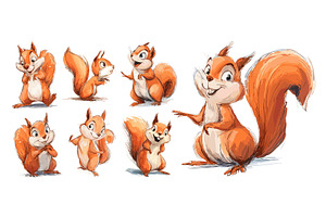 Red squirrel sketches. Squirrels, an Animal Illustration by Stock-Smart-Start