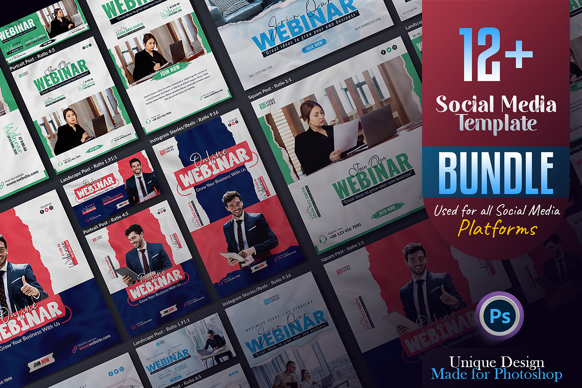 Webinar Social Media Template Bundle, a Social Media Template by Creative_View (Photo 1 of 8)
