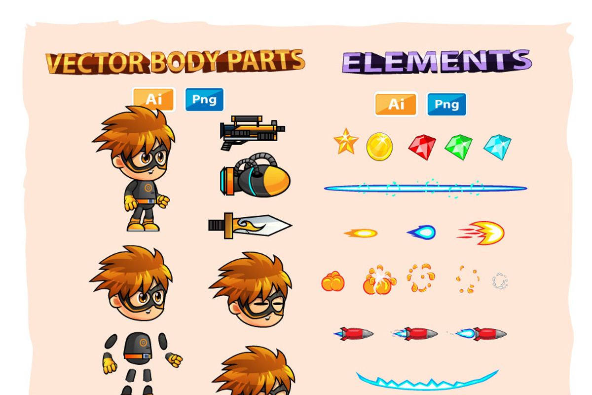 SuperBam 2D Game Sprites, an Illustration by DionArtworks (Photo 3 of 3)