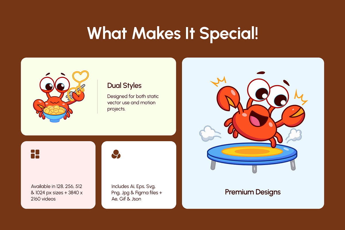 Crab Flat Vector Icons Bundle, an Emoji Icon by Brickclay (Photo 2 of 12)