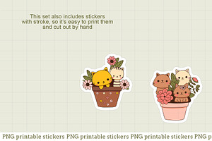 Cats In Flowerpots Sticker Pack