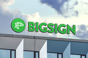 3D Big Sign Logo Mock Signboard Roof