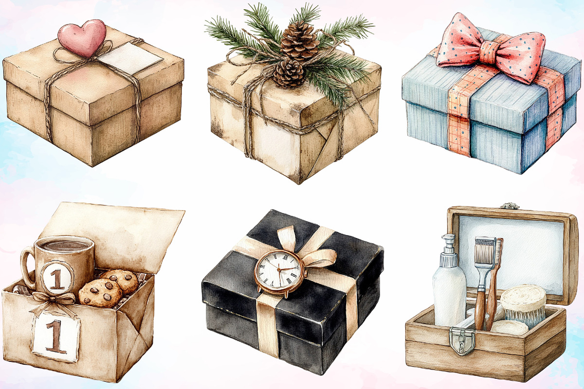 Watercolor Father's Day Gift Box PNG, a Seasonal Illustration by Canvas Craft (Photo 2 of 3)