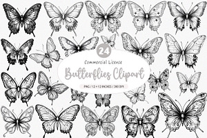 Butterflies Clipart PNG, an Illustration by SinaCreation