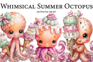 Whimsical Summer Octopus Clipart, an Illustration by Designworld