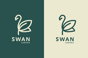 Swan leaf line art logo, a Branding & Logo Template by Saba Vector