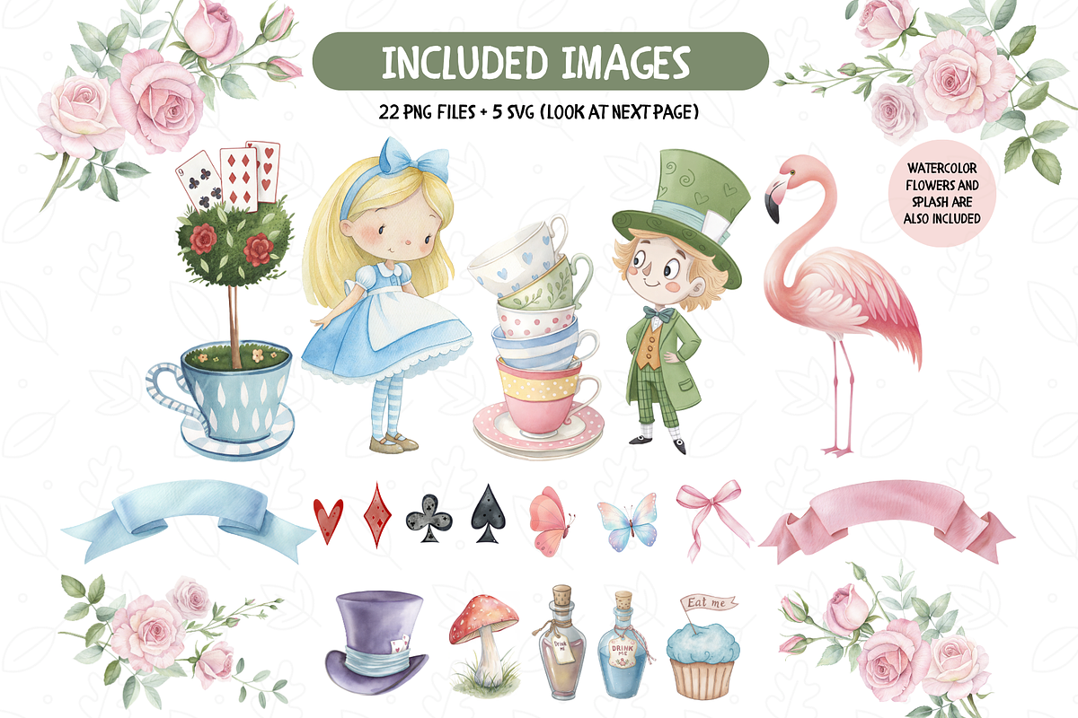Watercolor Alice Adventures PNG, an Illustration by TatiMockup (Photo 2 of 5)