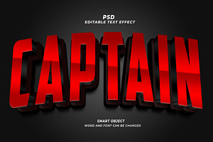 Captain PSD 3d Editable Text Effect