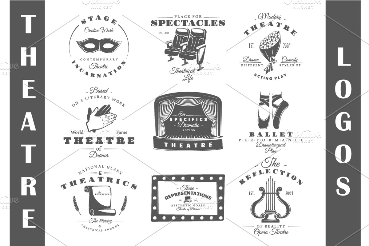 27 Theatre logos templates, a Branding & Logo Template by Art Design (Photo 3 of 38)