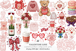 Valentine Hand-Drawn Line Art Bundle, an Illustration by SinaCreation