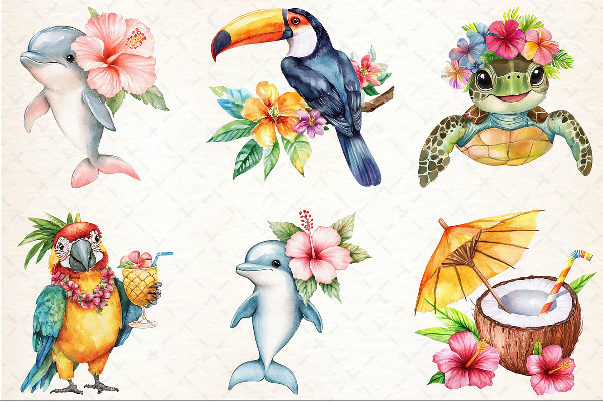 Hawaiian Summer Sublimation Clipart, a Seasonal Illustration by Rose Art (Photo 4 of 4)