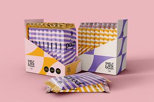 Box Packaging With Snack Bar Mockup