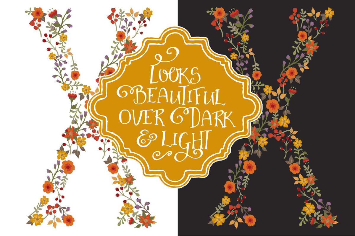 Autum Floral Alphabet Vectors & PNGs, an Illustration by Amanda Ilkov (Photo 3 of 5)