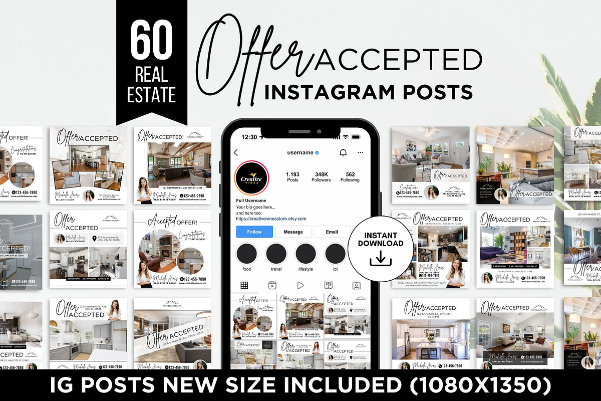 Offer Accepted Instagram Posts Canva, a Social Media Template by CreativeVinesStore (Photo 1 of 6)